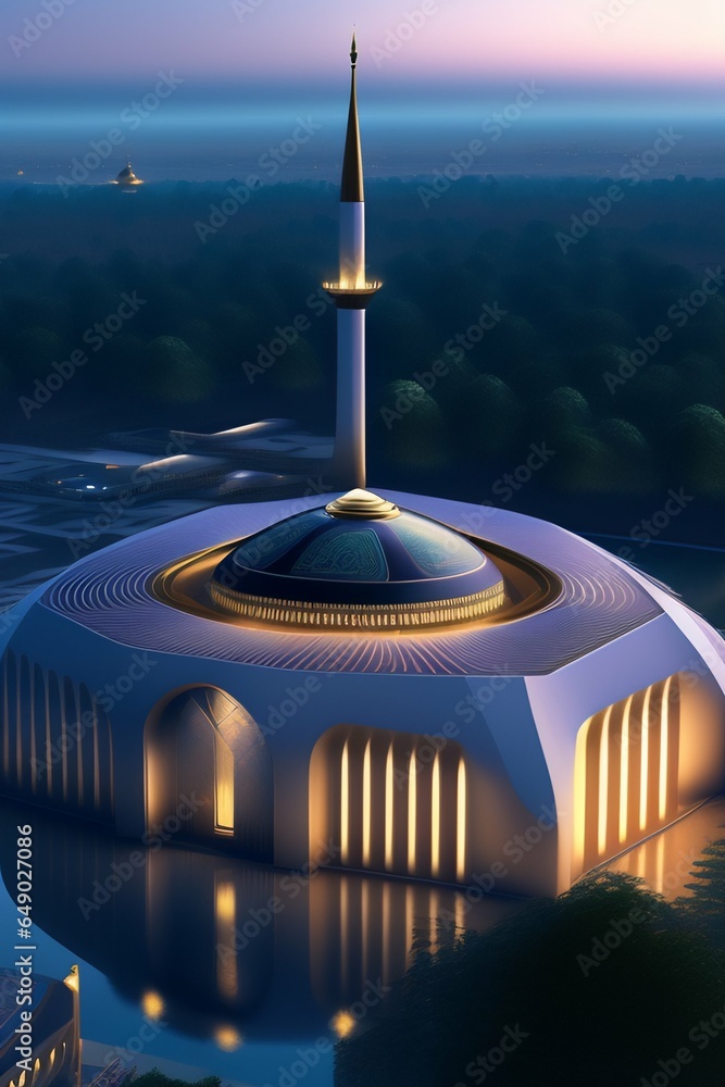 Turkish mosque with night view, Unreal Engine, 4K, prefect definition