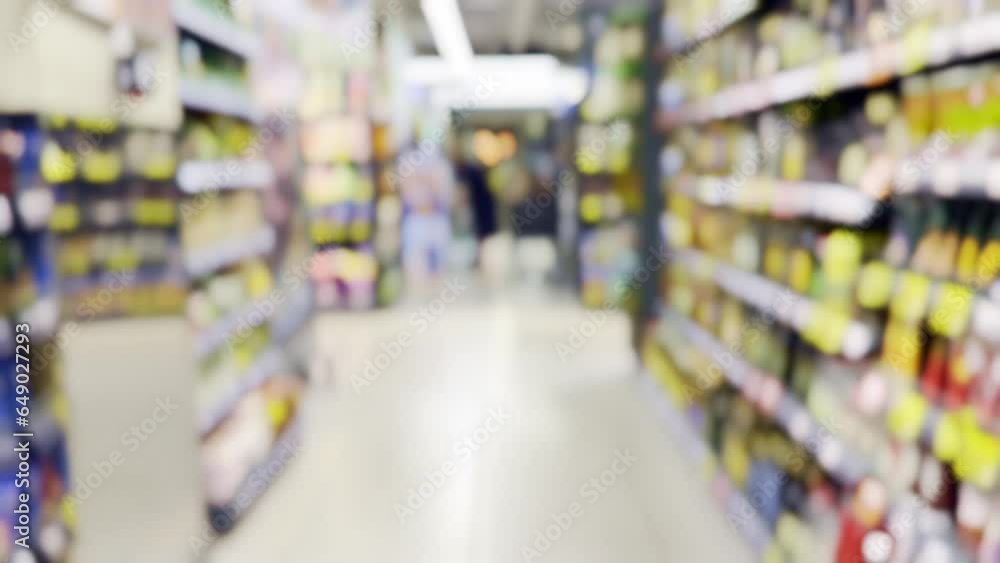 blurred shelves of a supermarket, grocery store blurred shelves of a supermarket, grocery store