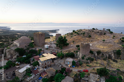 Fototapeta Naklejka Na Ścianę i Meble -  Assos Ancient City Drone shooting, Assos Behramkale, Canakkale Turkey