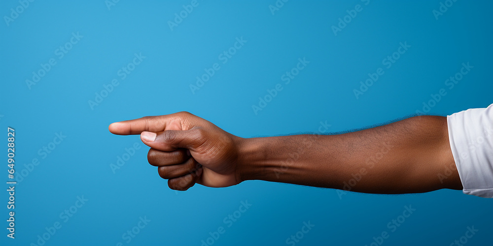 Finger zeigt und weist den Weg mit Textfreiraum im Querformat für Banner, ai generativ Finger zeigt und weist den Weg mit Textfreiraum im Querformat für Banner, ai generativ