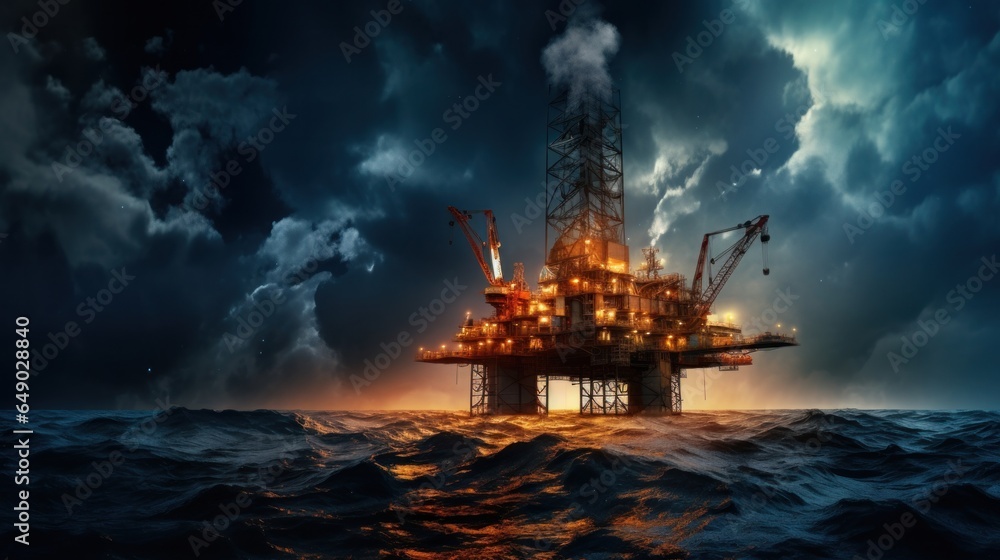 Oil rig at the sea