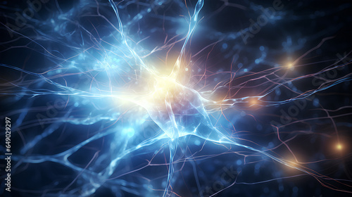 The intricate network of human nerve or neural cells  resembling a lightning flash of light  illustrating the complexity and electrical nature of the nervous system.