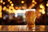 A glass of beer with blurred background