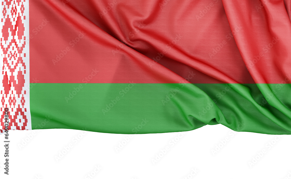 Flag of Belarus isolated on white background with copy space below. 3D rendering