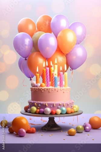 Birthday cake with balloons