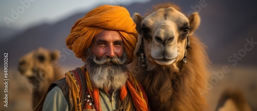 Indian men on camels in deserts of india