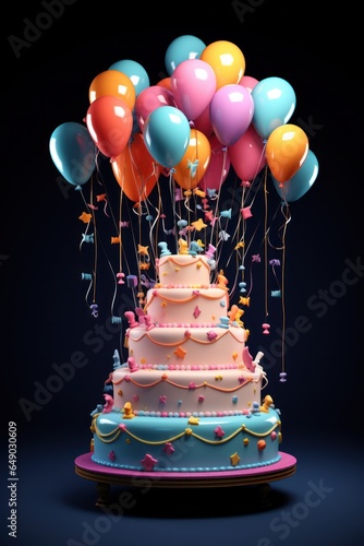 Birthday cake with balloons