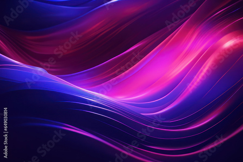 Abstract neon background, neon waves, sea. AI generative.