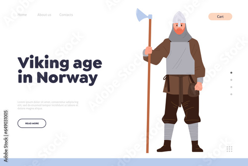 Viking age in Norway concept for landing page design template online service offering reenactment
