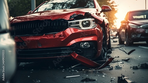 Close-up of a damaged SUV front after an Accident