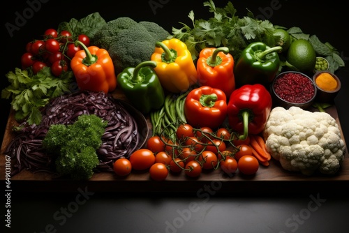 Pile of vegetables on a table, healthy diet consists of vegetables, vegetarian or vegan diet