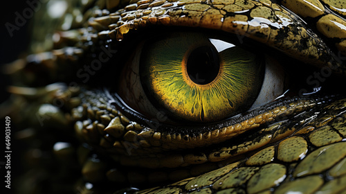 Crocodile eye close-up with macro detail