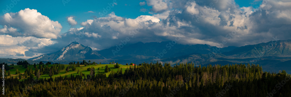 panoramic view of the Tatra mountains Zakopane. Poland. - obrazy, fototapety, plakaty 