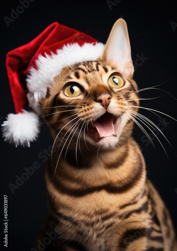 Cat on a Christmas card. New Year card. christmas atmosphere © Anastasiia