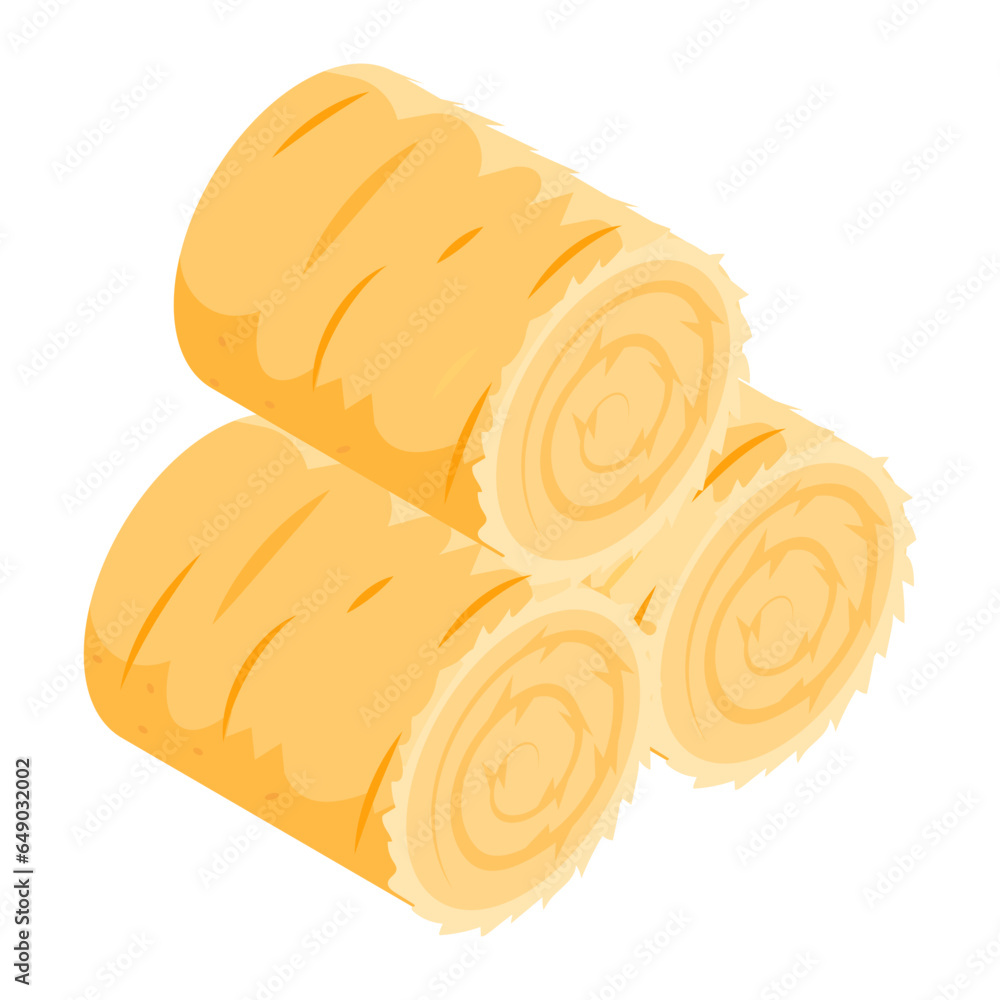 Modern isometric icon of hay rolls Modern isometric icon of hay rolls