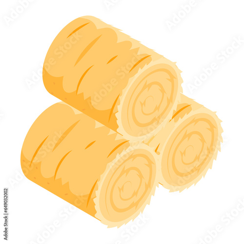 Modern isometric icon of hay rolls 
