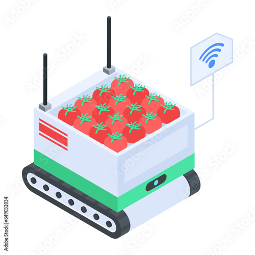 An isometric icon showing apple crate 