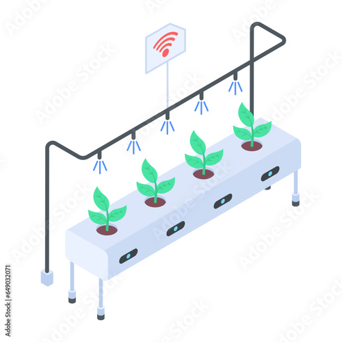 Modern isometric icon of smart irrigation 
