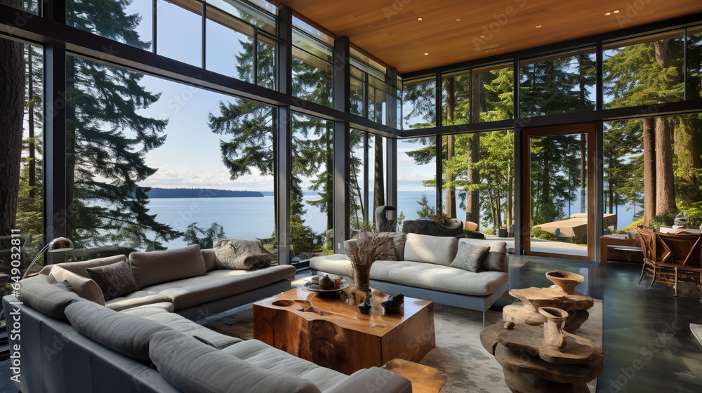 Pacific Northwest Modern luxury home interior - obrazy, fototapety, plakaty 