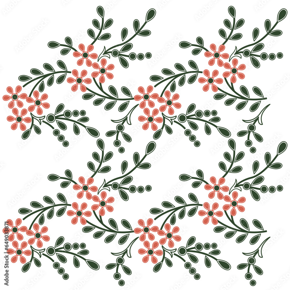 A vibrant red flower pattern on a crisp white background