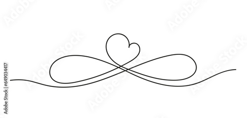 Infinity love icon. Continuous line art