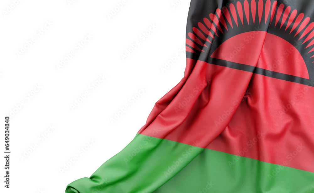 Flag of Malawi with empty space on the left. Isolated. 3D Rendering