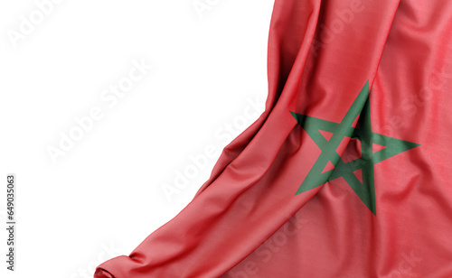 Flag of Morocco with empty space on the left. Isolated. 3D Rendering