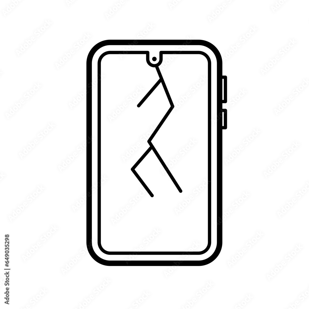 mobile phone broken, destroyed, beaten, protective film - vector icon mobile phone broken, destroyed, beaten, protective film - vector icon