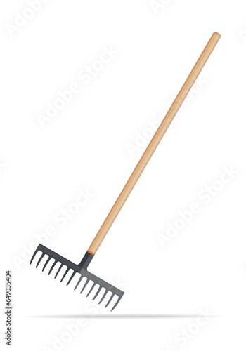 Rake - agricultural tool. Vector icon isolated on white background