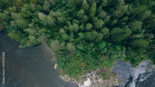 Aerial view of a salmon river in Norway created without Ai
