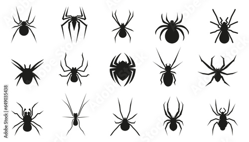 Obraz na płótnie Set of black spider icons