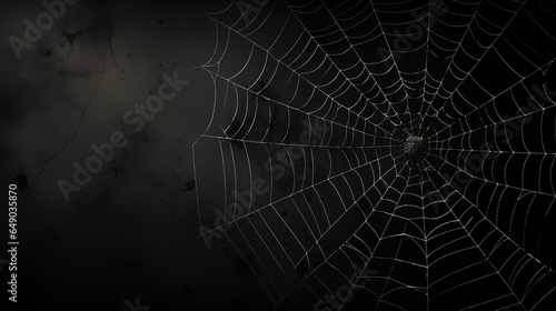 A spider web silhouette set against a black wall, creating a Halloween-themed dark background with a spooky and mysterious ambiance.