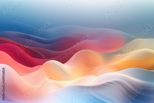 Ethereal transparent background. Wavy abstract blurred iridescent light backdrop. Generative AI