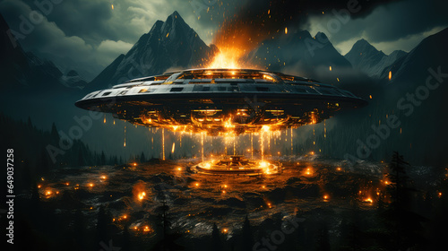 Galactic Enigma  The Saucer-Shaped Extraterrestrial UFO Spacecraft as Imagined by Generative AI
