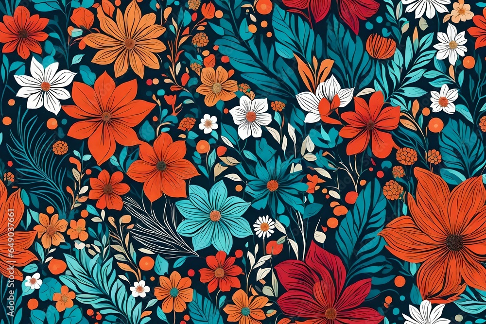An alluring floral pattern with bold, sweeping lines that intertwine like a symphony of colors - AI Generative An alluring floral pattern with bold, sweeping lines that intertwine like a symphony of colors - AI Generative