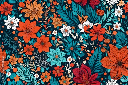 An alluring floral pattern with bold, sweeping lines that intertwine like a symphony of colors - AI Generative