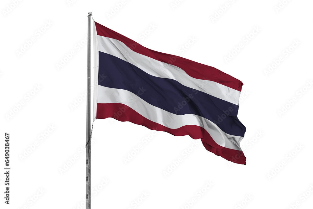 Fototapeta premium Waving Thailand flag ensign white background