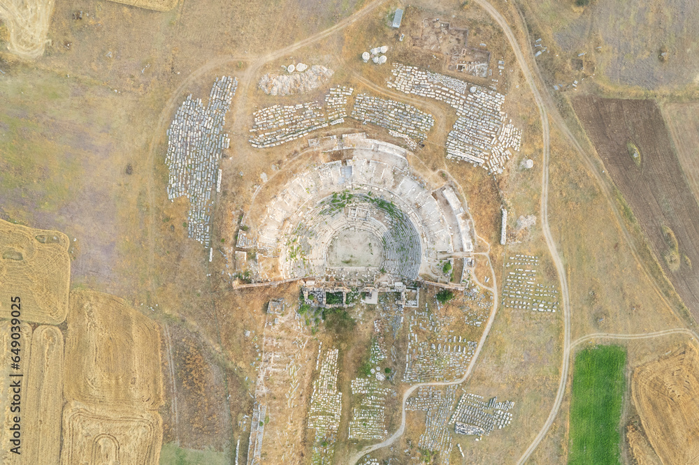 Aizonai antic city ruins with Zeus temple. Aizanoi ancient city in Cavdarhisar, Kutahya, Turkey.