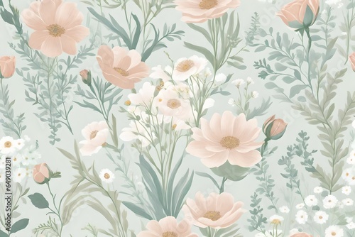 an elegant floral design characterized by soft pastel tones and refined lines - AI Generative