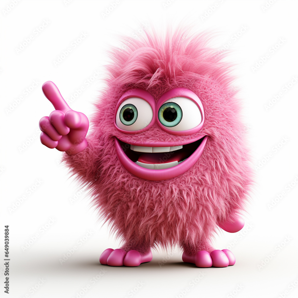 Adorable Fuzzy Pink Monster Toy Gesturing to the Left - Ideal for Children's Fantasy and Creative Adventures. Generative AI. Adorable Fuzzy Pink Monster Toy Gesturing to the Left - Ideal for Children's Fantasy and Creative Adventures. Generative AI.