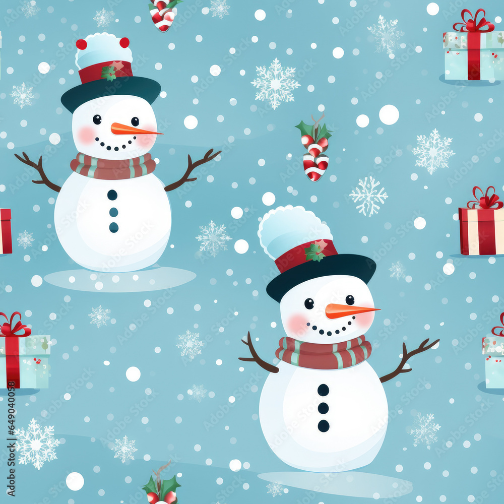 Snowman Christmas theme background seamless