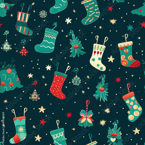 Christmas Stocking theme background seamless
