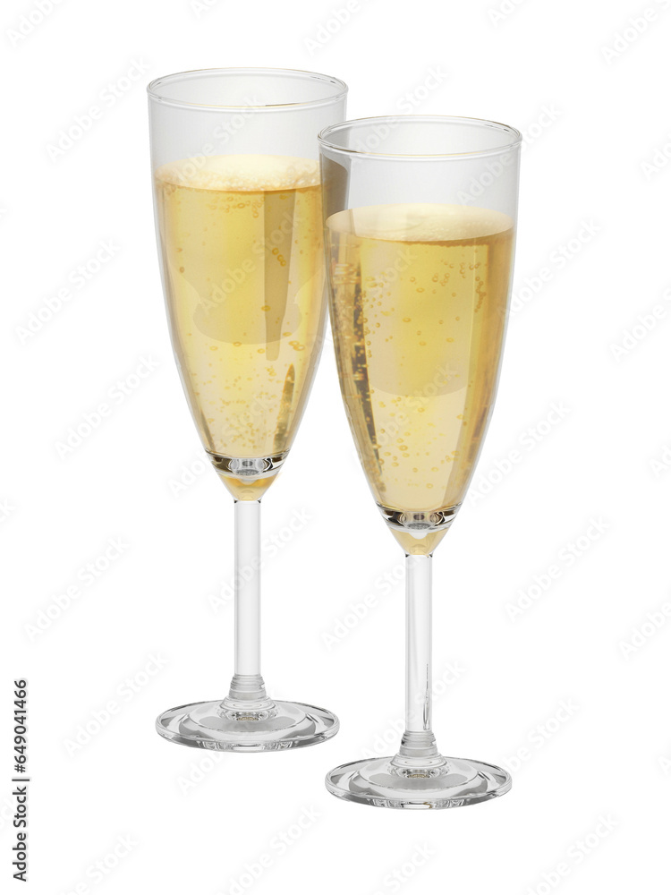 Champagne glasses isolated on transparent background. 3D illustration Champagne glasses isolated on transparent background. 3D illustration