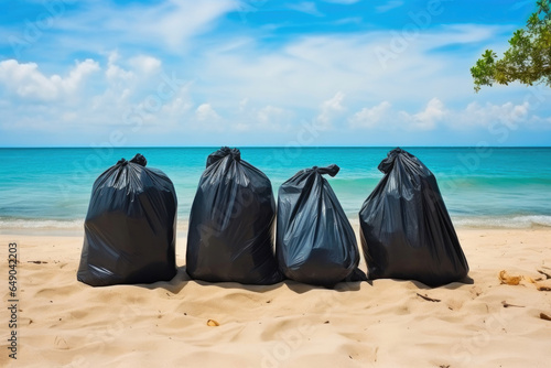 Sustainable Awareness  Plastic Waste on Beach
