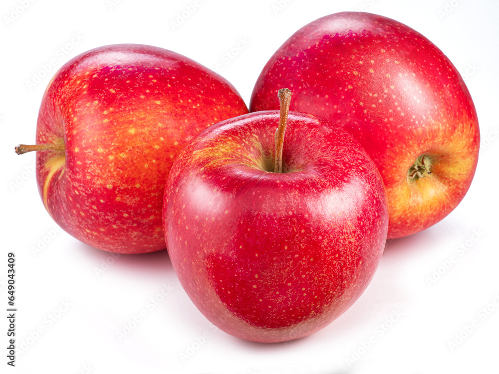 Red apples isolated on white background.