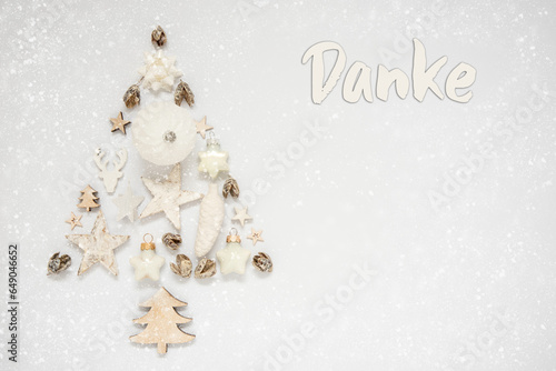 Christmas Tree Out Of Christmas Decoration With Label With Text Danke © Nelos