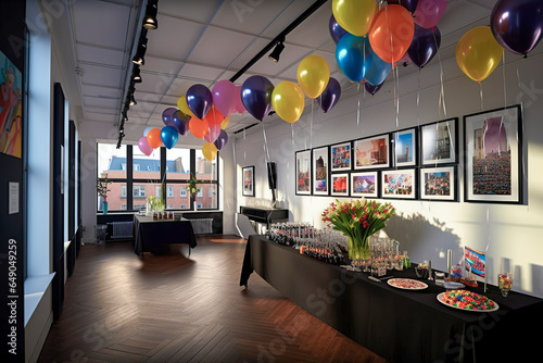 Office Fiesta Delight: A Vibrant Workspace Transforms into a Festive Haven for Colleague Celebration, ai generative