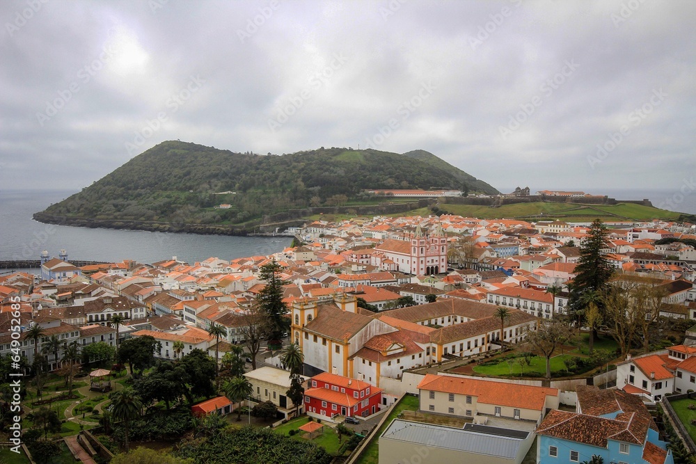 Angra do Heroismo town panoramic view, Terceira island, Azores, Portugal