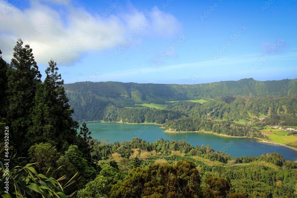 Sete Cidades lakes cloudy view by spring, Azores, Portugal Sete Cidades lakes cloudy view by spring, Azores, Portugal