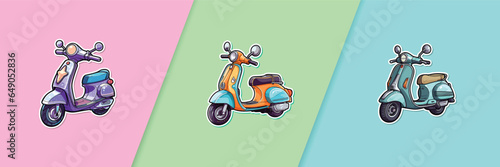 scooter sticker. kawaii cartoon illustration